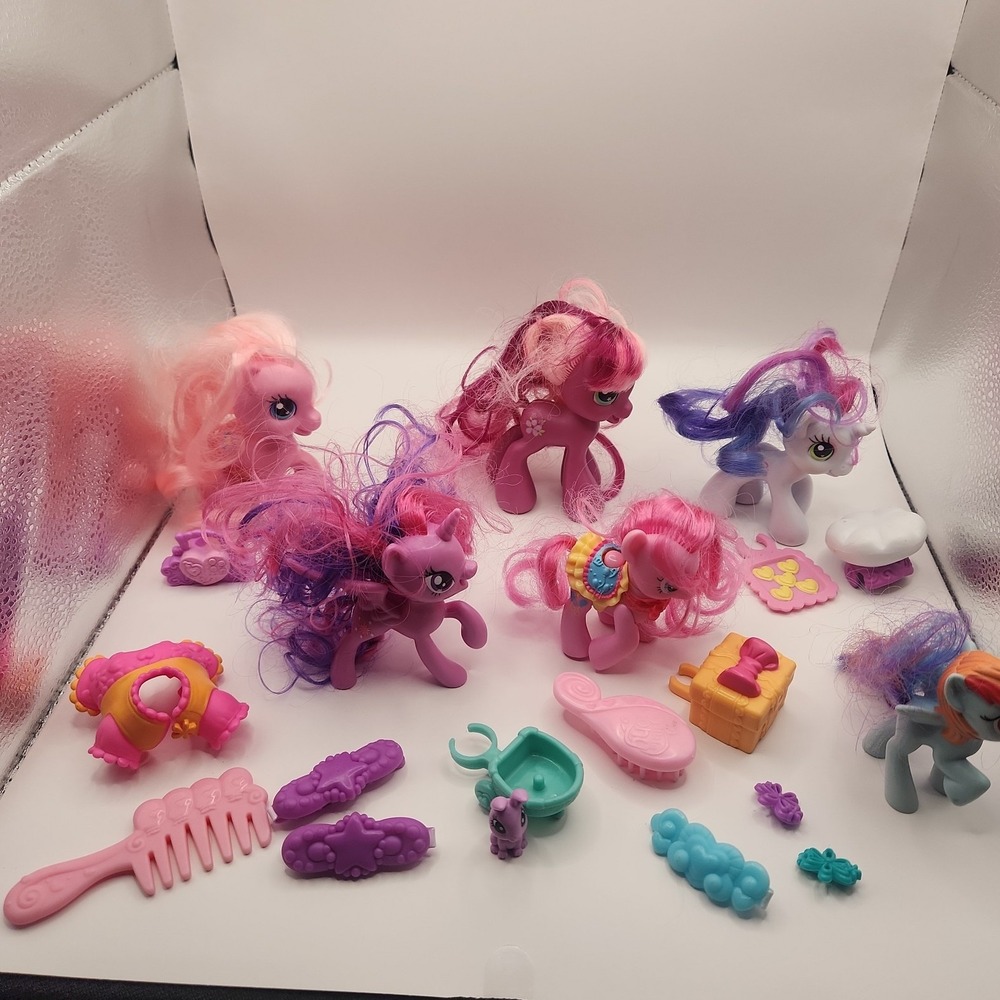 My Little Pony lot of 6 with accessories: Twilight,  Pinkie Pie, Sweetie Belle,